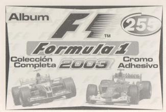 2003 Edizione Figurine Formula 1 #255 Juan Pablo Montoya Back