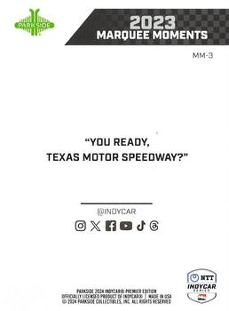 2024 Parkside IndyCar Premier Edition - Marquee Moments #MM-3 Most Entries At Texas Motor Speedway Since 2011 Back