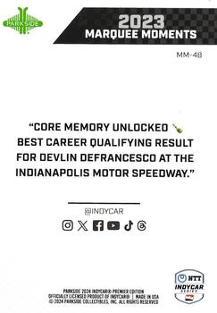 2024 Parkside IndyCar Premier Edition - Marquee Moments #MM-48 Devlin DeFrancesco Back