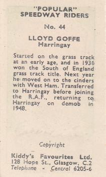 1950 Kiddy's Favourites Popular Speedway Riders #44 Lloyd Goffe Back