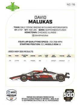 2024 Parkside IndyCar Premier Edition - Foil #116 David Malukas Back