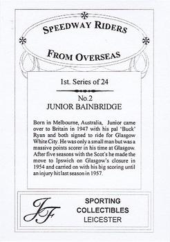 2006 J F Sporting Speedway Riders from Overseas #2 Junior Bainbridge Back