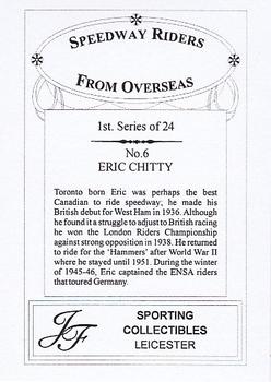 2006 J F Sporting Speedway Riders from Overseas #6 Eric Chitty Back