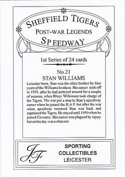 2001 J F Sporting Sheffield Tigers Speedway Post War Legends #21 Stan Williams Back