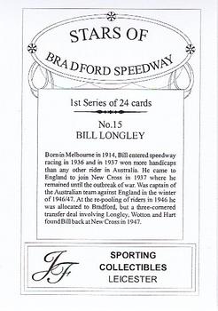 2004 J F Sporting Stars of Bradford Speedway #15 Bill Longley Back