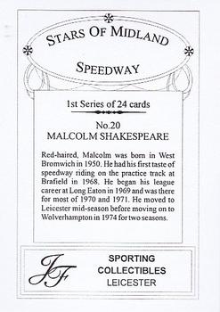 2006 J F Sporting Stars of Midland Speedway #20 Malcolm Shakespeare Back