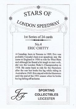 2002 J F Sporting Stars of London Speedway #4 Eric Chitty Back