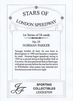 2002 J F Sporting Stars of London Speedway #19 Norman Parker Back