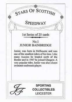2002 J F Sporting Stars of Scottish Speedway #1 Junior Bainbridge Back