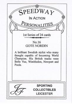2000 Speedway Personalities in Action Series 1 #16 Gote Nordin Back