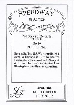 2001 Speedway Personalities in Action Series 2 #10 Phil Herne Back