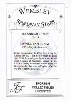 2000 Wembley Speedway Stars Series 2 #19 Lionel Van Praag Back