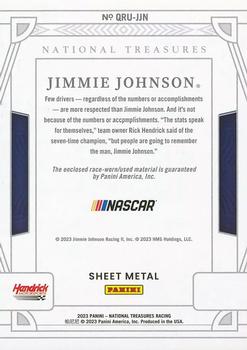 2023 Panini National Treasures - Quad Race Used Tires Prime Platinum Blue #QRU-JJN Jimmie Johnson Back