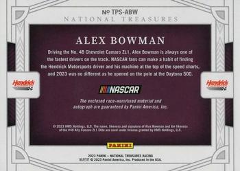 2023 Panini National Treasures - Track Pass Material Signatures Silver #TPS-ABW Alex Bowman Back