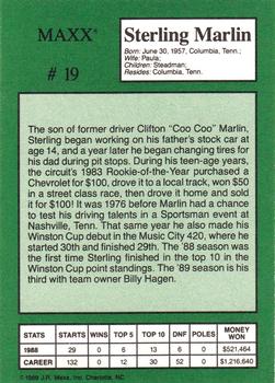 1989 Maxx Crisco #19 Sterling Marlin Back