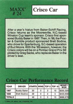 1989 Maxx Crisco #24 Greg Sacks w/Car Back