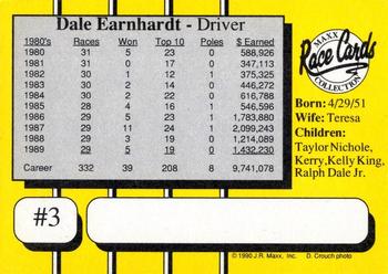1990 Maxx - Glossy #3 Dale Earnhardt Back