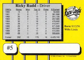 1990 Maxx - Glossy #5 Ricky Rudd Back