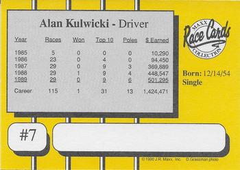 1990 Maxx - Glossy #7 Alan Kulwicki Back