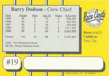 1990 Maxx - Glossy #19 Barry Dodson Back