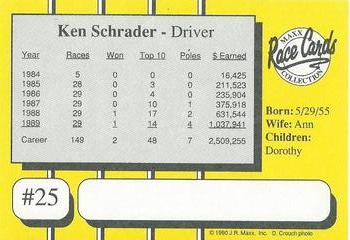 1990 Maxx - Glossy #25 Ken Schrader Back