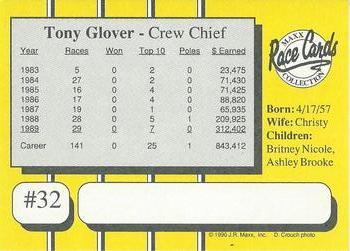 1990 Maxx - Glossy #32 Tony Glover Back