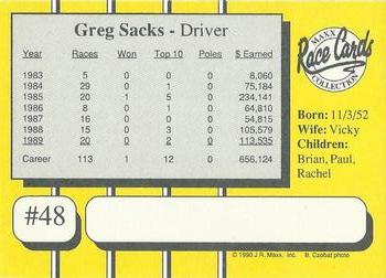 1990 Maxx - Glossy #48 Greg Sacks Back