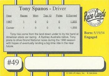 1990 Maxx - Glossy #49 Tony Spanos Back