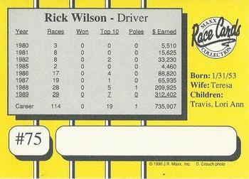 1990 Maxx - Glossy #75 Rick Wilson Back