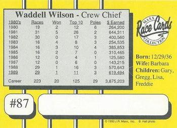 1990 Maxx - Glossy #87 Waddell Wilson Back