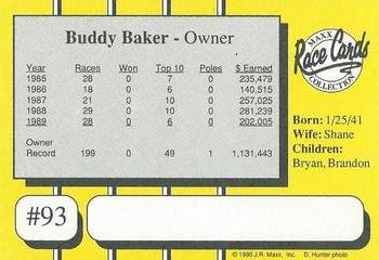 1990 Maxx - Glossy #93 Buddy Baker Back