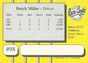 1990 Maxx - Glossy #98 Butch Miller Back