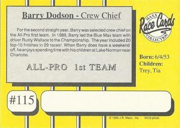 1990 Maxx - Glossy #115 Barry Dodson Back