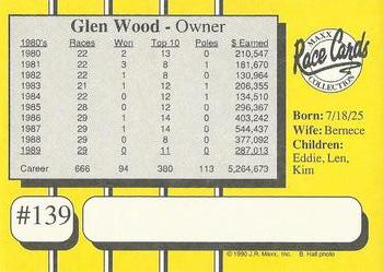 1990 Maxx - Glossy #139 Glen Wood Back