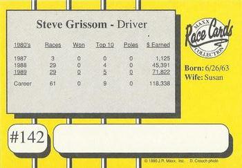 1990 Maxx - Glossy #142 Steve Grissom Back