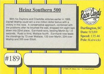 1990 Maxx - Glossy #189 Heinz Southern 500 Back