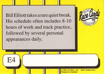 1991 Maxx Bill Elliott #E4 1990 Season Back