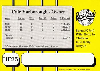 1990 Maxx Holly Farms #HF25 Cale Yarborough Back