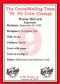 1991 Maxx The Coors/Melling Team #NNO Wayne McCord Back