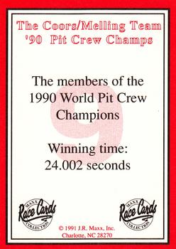 1991 Maxx The Coors/Melling Team #NNO Bill Elliott's Pit Crew Back