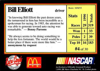 1991 Maxx McDonald's #4 Bill Elliott Back