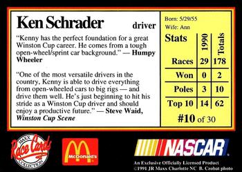 1991 Maxx McDonald's #10 Ken Schrader Back