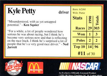 1991 Maxx McDonald's #11 Kyle Petty Back