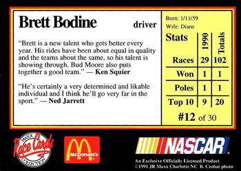 1991 Maxx McDonald's #12 Brett Bodine Back