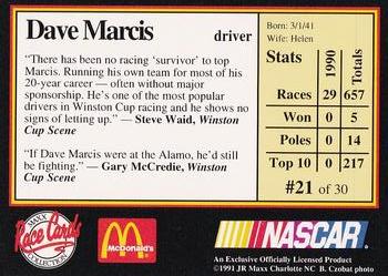 1991 Maxx McDonald's #21 Dave Marcis Back