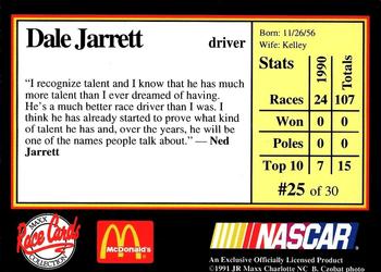 1991 Maxx McDonald's #25 Dale Jarrett Back