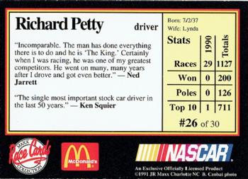 1991 Maxx McDonald's #26 Richard Petty Back