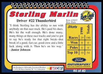 1991 Maxx Ford Motorsport #4 Sterling Marlin Back