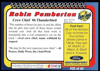1991 Maxx Ford Motorsport #20 Robin Pemberton Back
