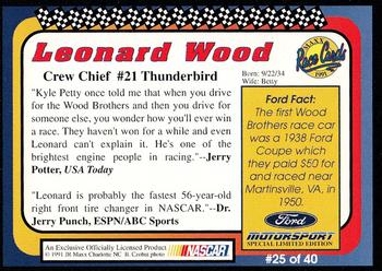 1991 Maxx Ford Motorsport #25 Leonard Wood Back